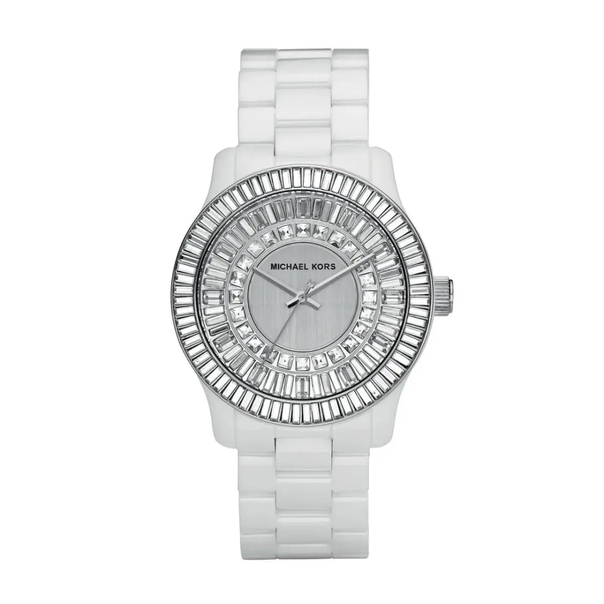 Michael Kors Analog Quartz White Ceramic Crystal Glitz Women`s Watch MK5361