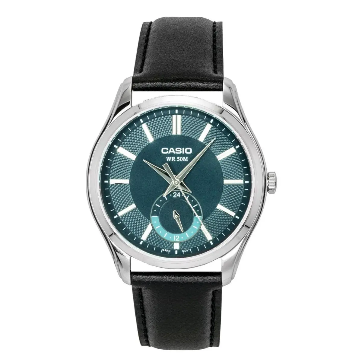 Green Dial Quartz Leather Strap Analog MTP-B315L-3AV Men`s Watch by Casio