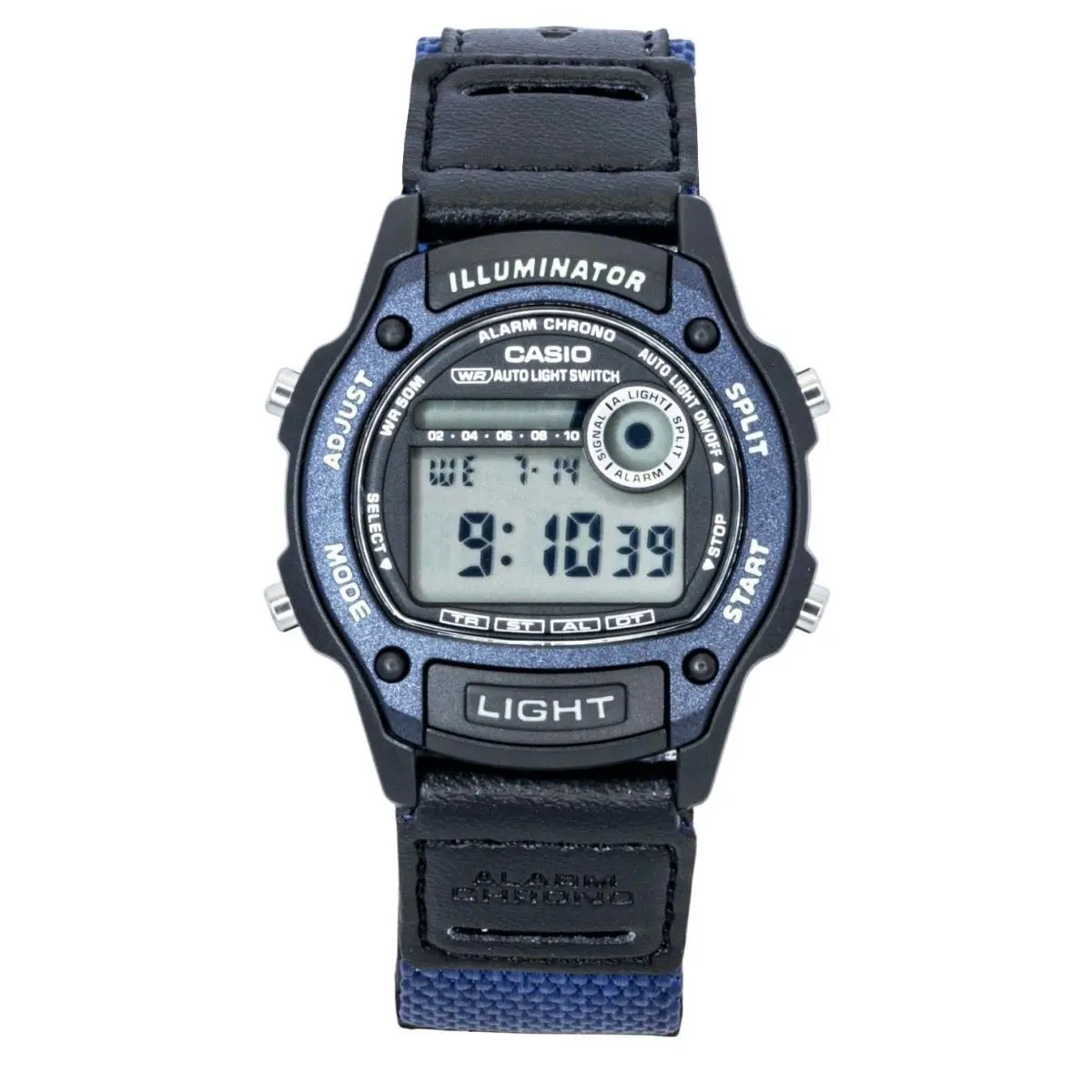 Digital Leather Cloth Strap Black Dial W-220HF-2AV 50M Unisex Watch by Casio