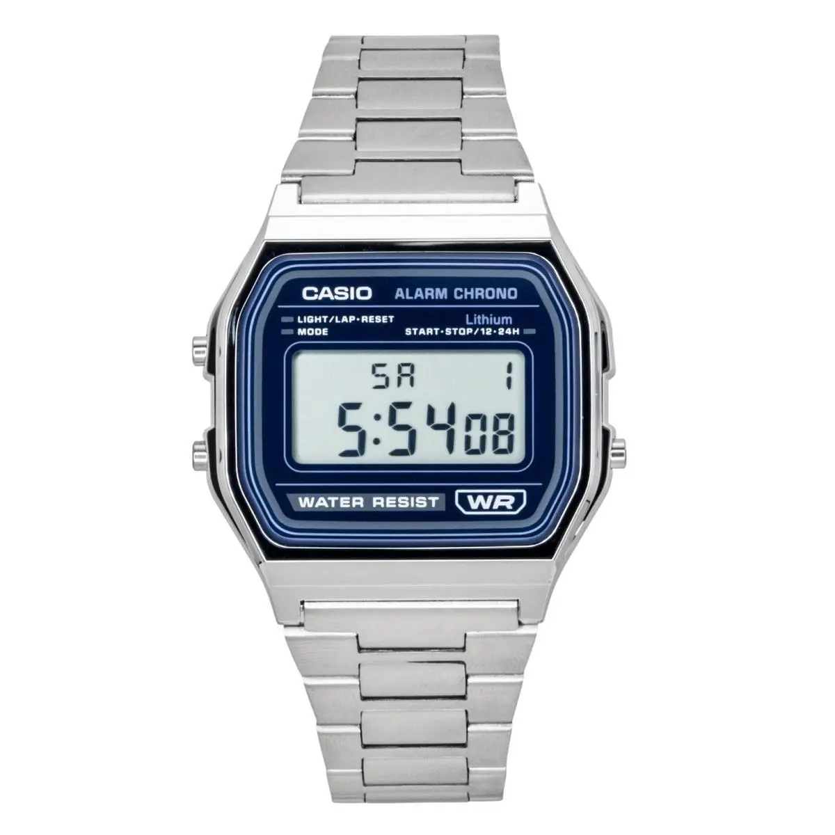 Vintage Digital Stainless Steel Blue Dial Quartz A158WEA-2 Unisex Watch by Casio