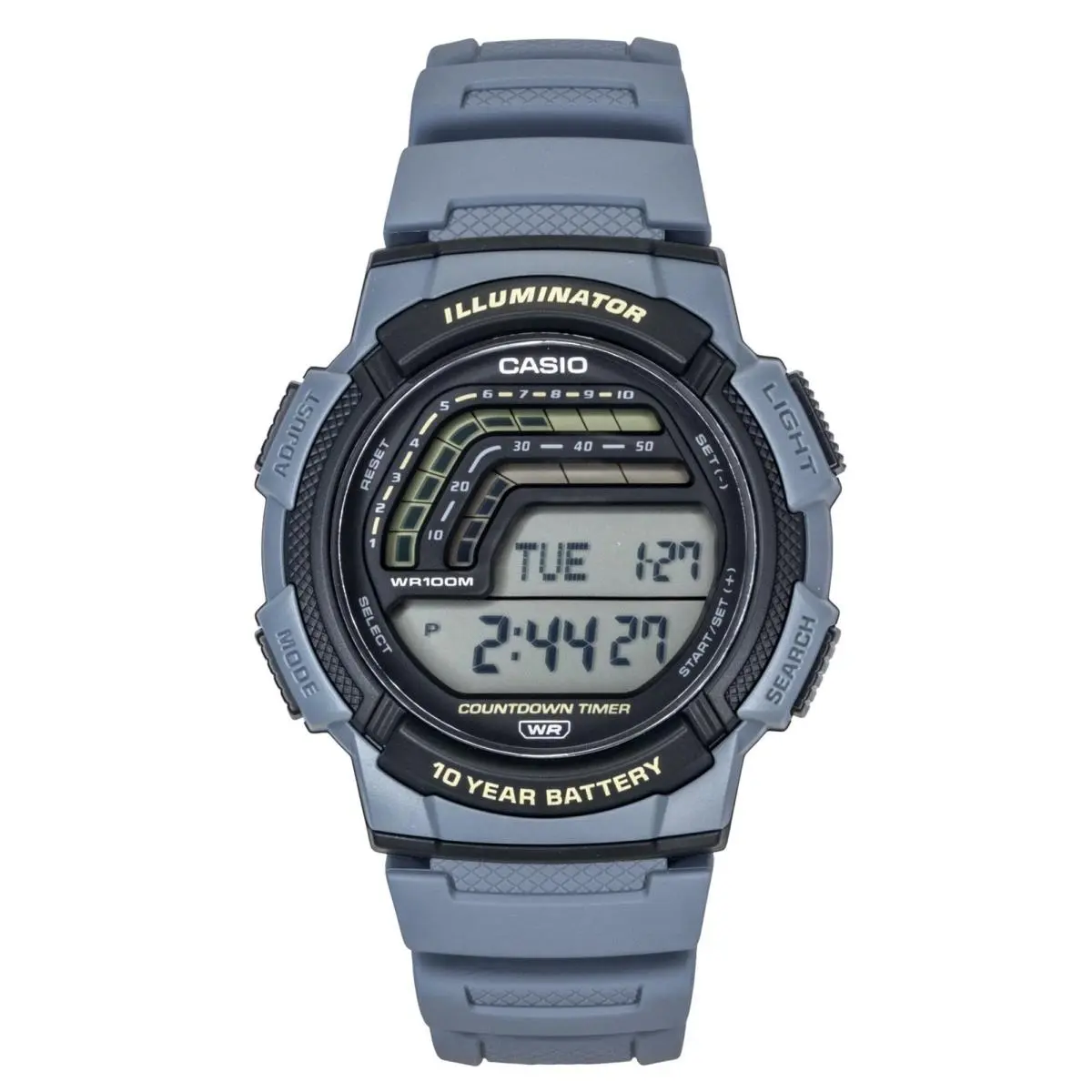 Casio Digital Resin Strap Sports Black Dial Quartz WS-1800-2AV 100M Mens Watch