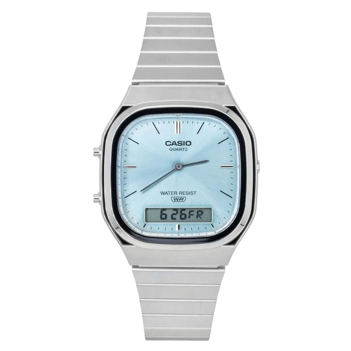 Vintage Stainless Steel Light Blue Dial Quartz AQ-240E-2A Unisex Watch by Casio