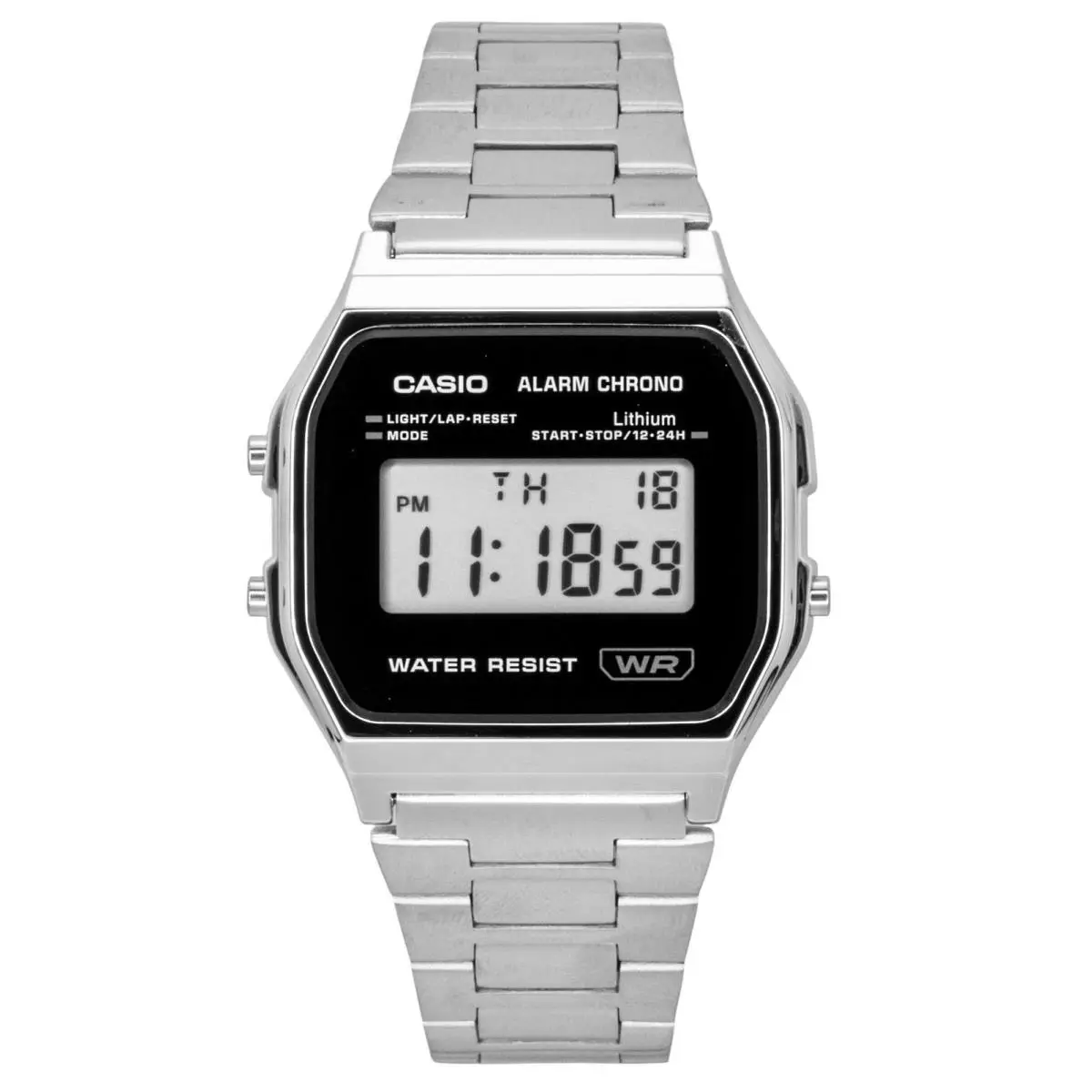 Vintage Digital Stainless Steel Quartz Black Dial A158WEA-1 Unisex Watch by Casio