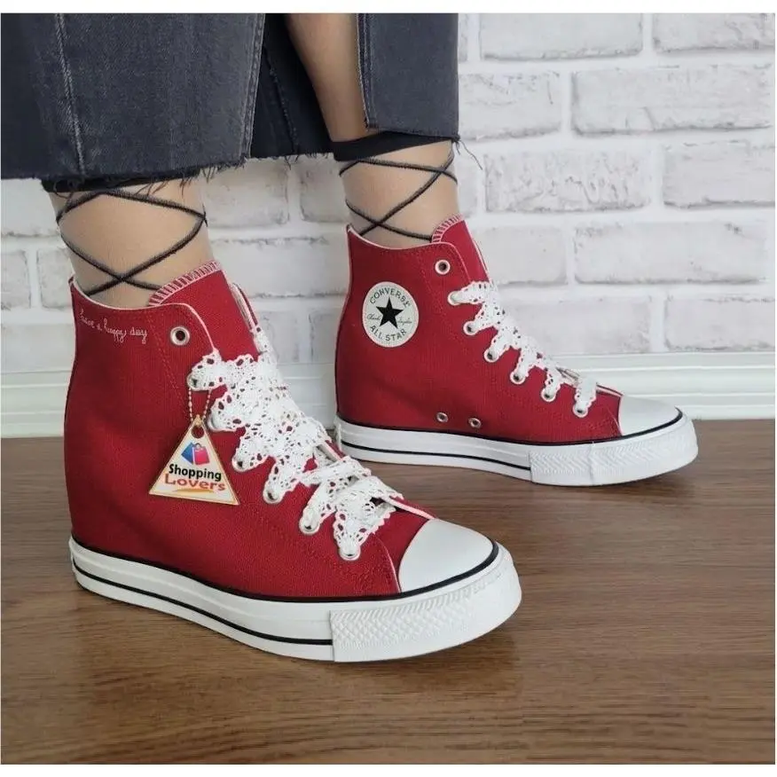 ⭐converse Chuck Wedge Platform Crochet Laces Hi Sz 10.5 Womens Shoes Red A12569C by Converse