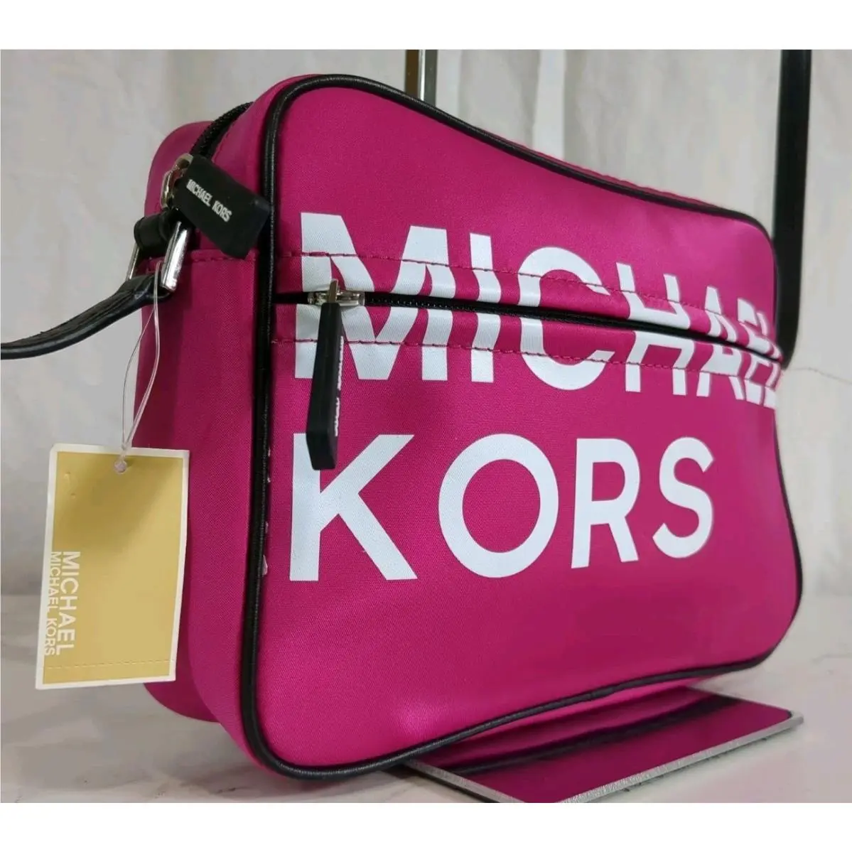 Sport Wild Berry Pink LG EW Nylon Logo Crossbody Bag by Michael Kors