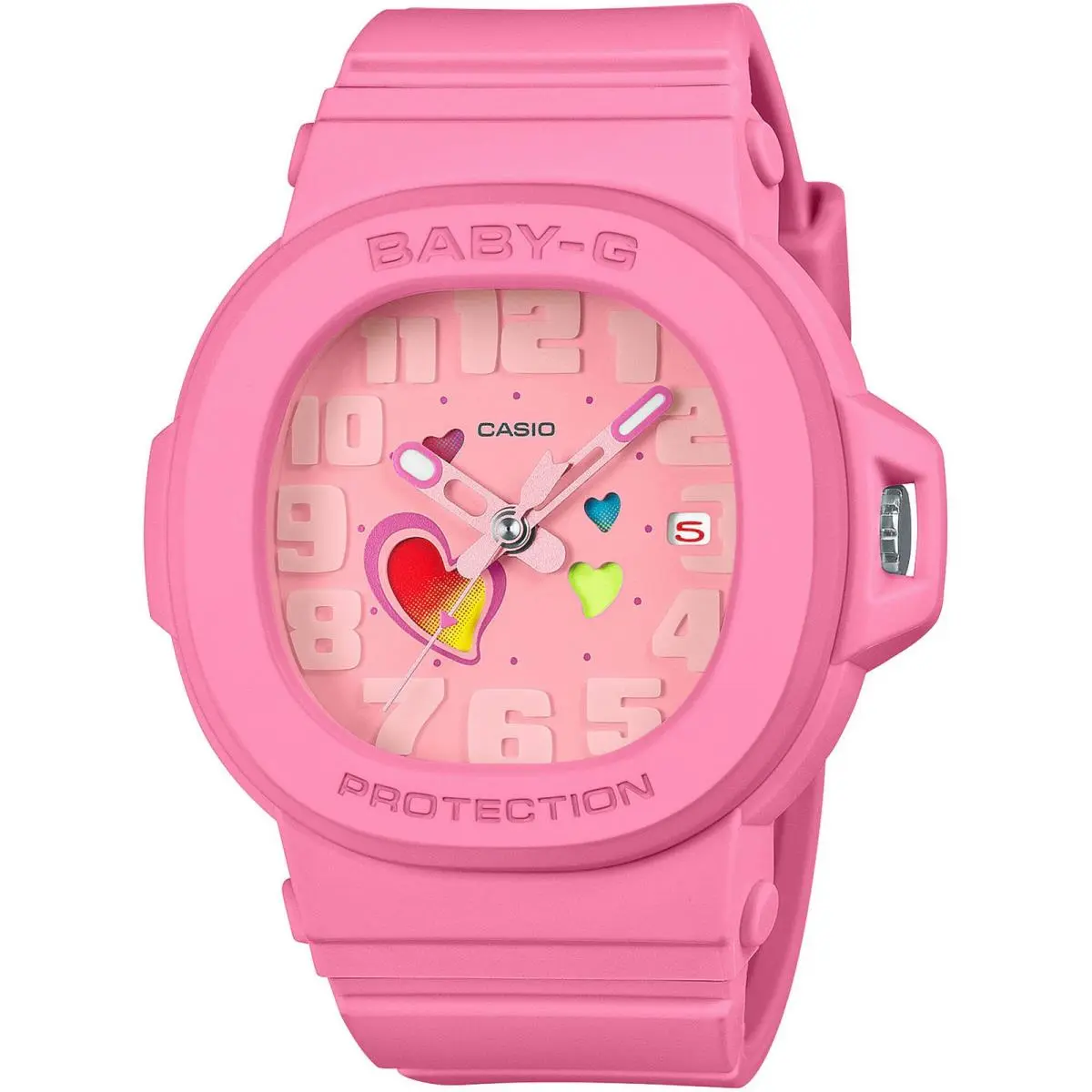 Casio Women`s Watch Baby-g Quartz Heart Motif Pink Dial Resin Strap BGA-10-4A