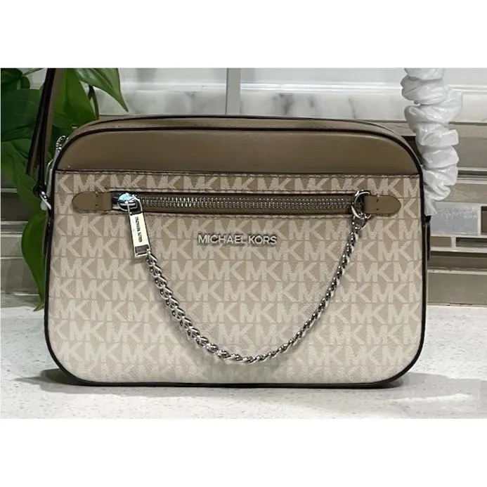 Jet Set Large Zip Chain Crossbody Bag Shoulder MK Husk Ombre Logo by Michael Kors