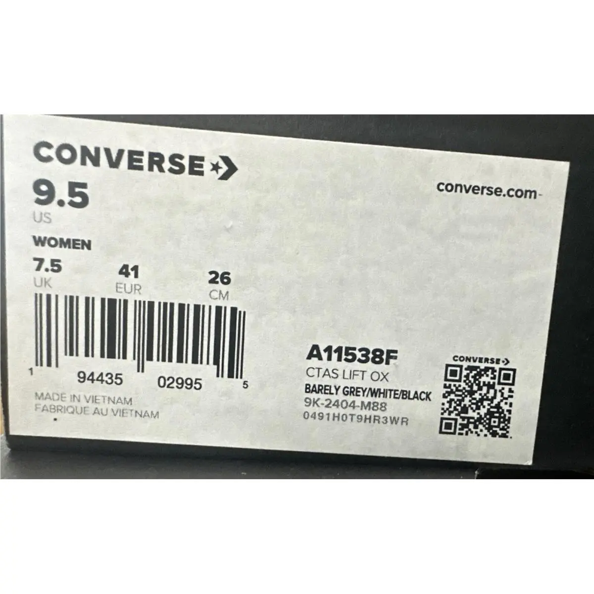 Converse shoes - Converse Chuck Taylor All Star Lift - A11538F - Barely Grey/White/Black (UPC: 0194435029955) 10