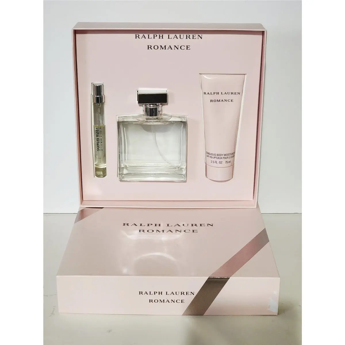 Ralph Lauren Romanc 3pc Gift Set 3.4oz Edp + .34oz Mini + 2.5oz Body Moisturizer