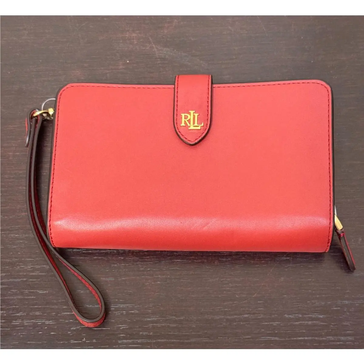 Lauren Ralph Lauren Crosshatch Leather Tech Wristlet Wallet