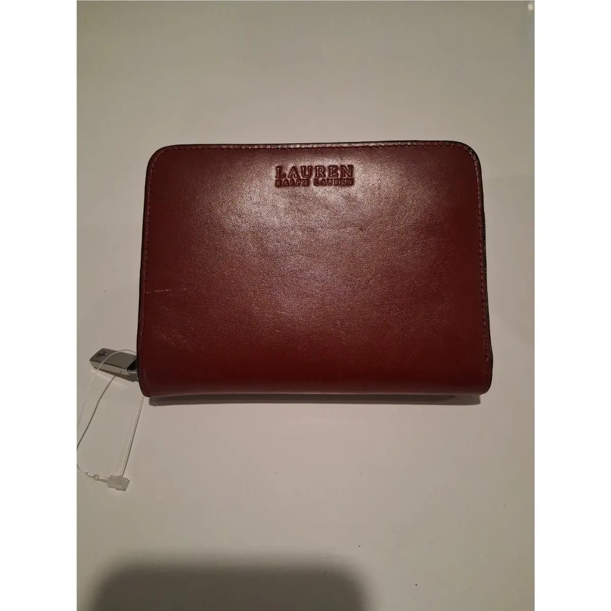 Lauren Ralph Lauren Gulf Coast Red Black Leather Zip Pocket Clutch Wallet