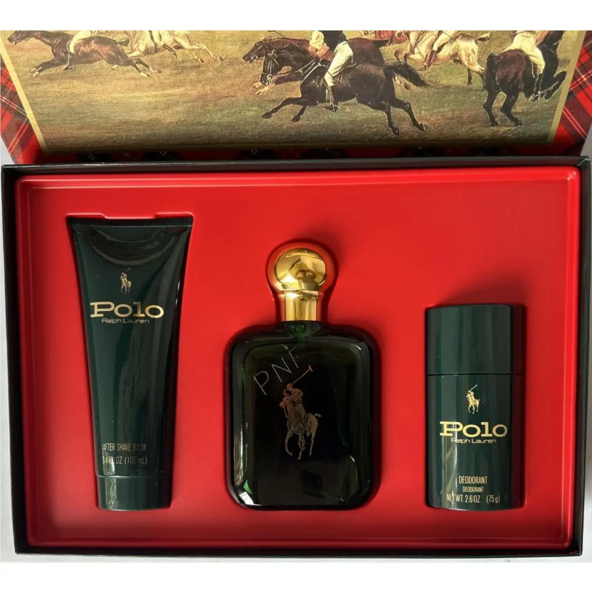 Vintage Polo Ralph Lauren Green Cosmair 4oz Edt 3pc Gift Set Box Engraved