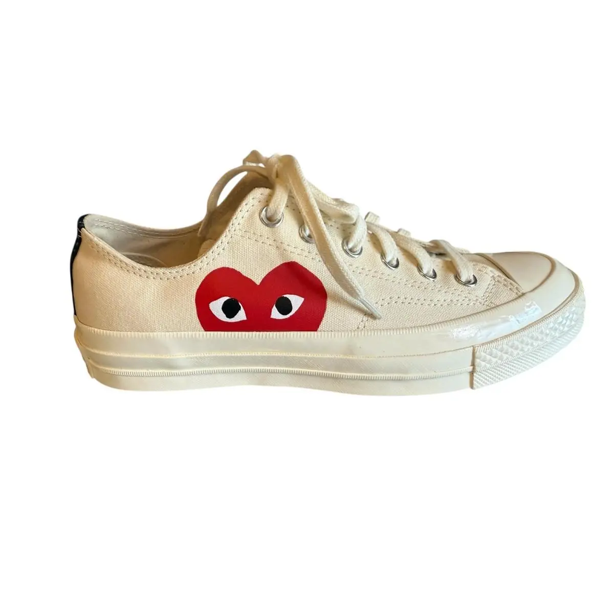 x Play Comme Des Garcons Chuck 70 Low Top Sneakers Milk White Red 7/9 by Converse