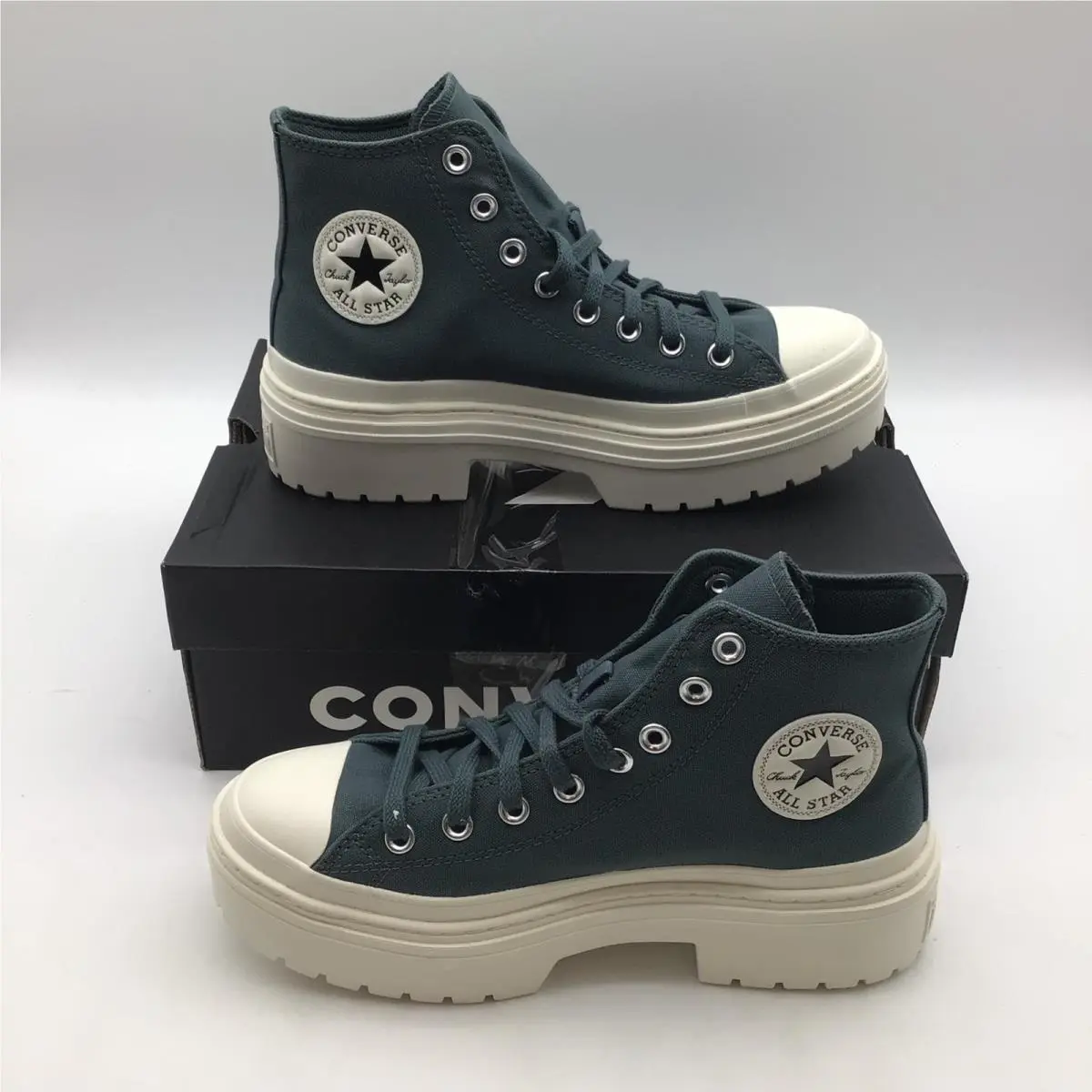 Converse Ctas Lugged Heel Hi Teal Platform Sneakers A10619C Womens Size 8.5