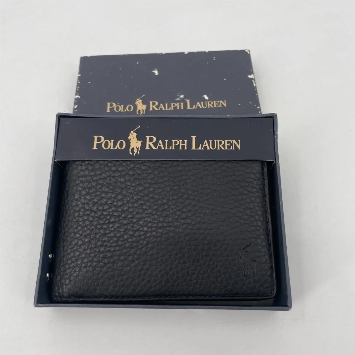 Polo Ralph Lauren Catalina Pass Case Black Pebbled Leather Bifold Wallet