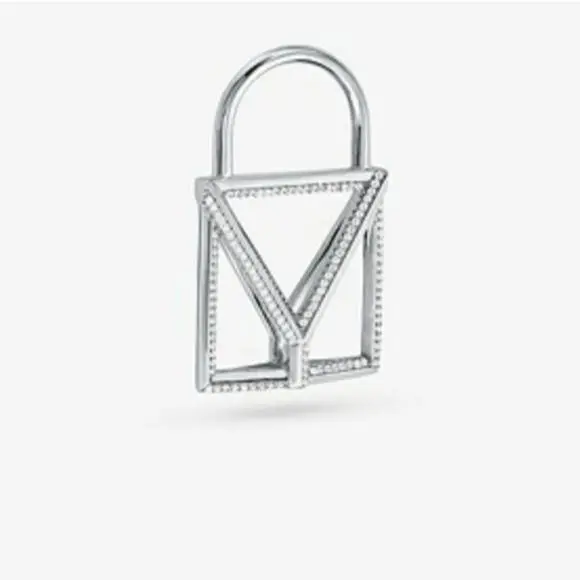 Sterling Silver Mercer Charm Pave Rhinestones Lock Pendant Rare by Michael Kors