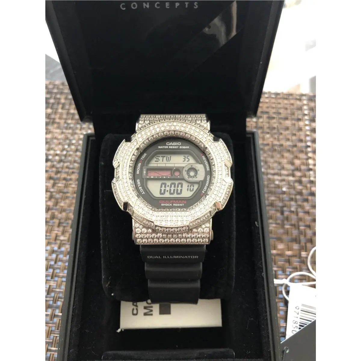 Amplifyd Concepts G-shock Black and Silver Digital Watch with CZ Stones by Casio