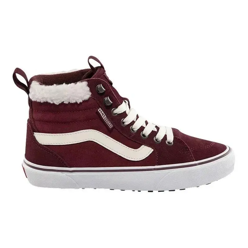 Vans Women`s Filmore Hi Top Vansguard Shoes - Suede Port Royale Maroon White - Red