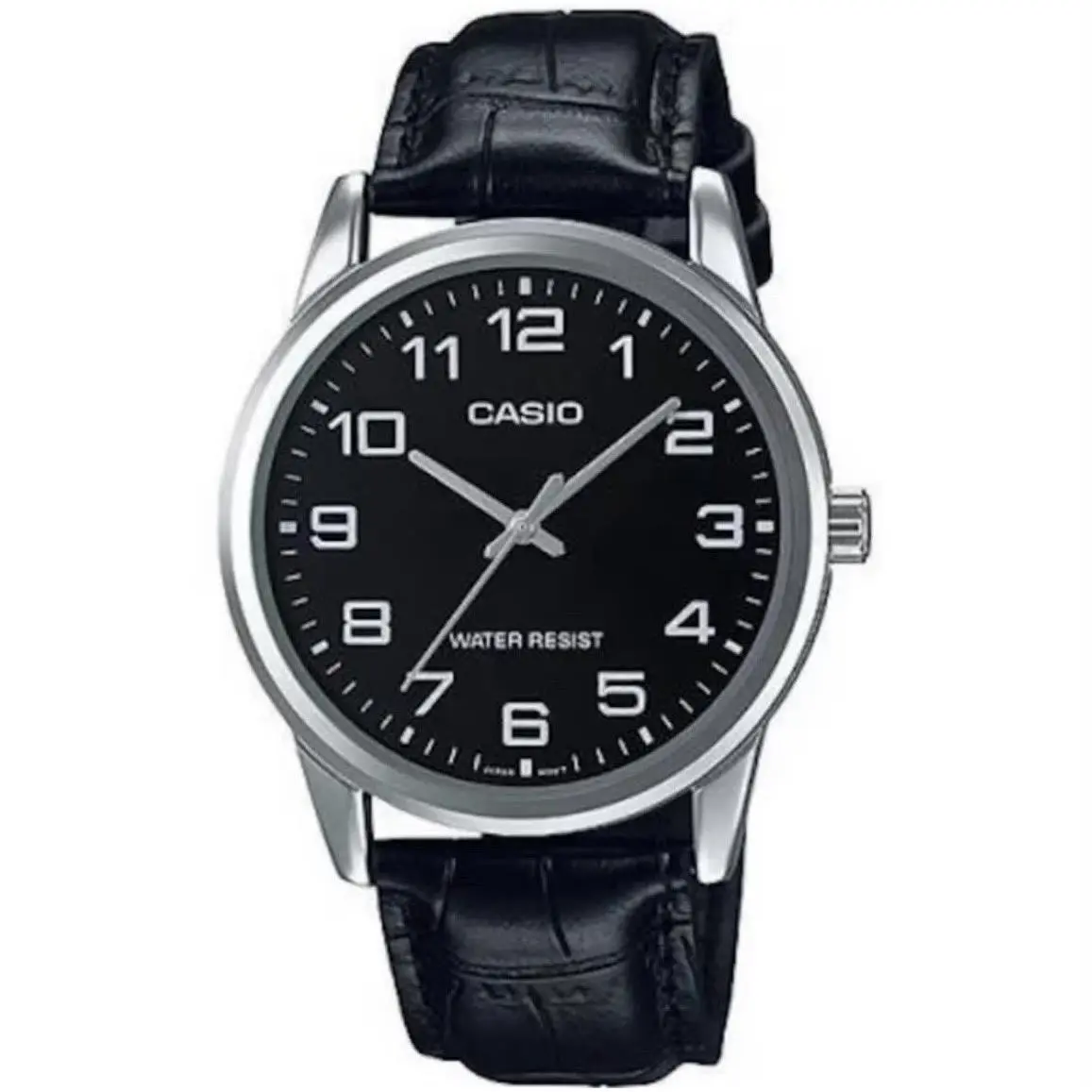 Men’s Black Dial Analog Watch with Black Leather Strap - MTP-V001L-1BUDF by Casio