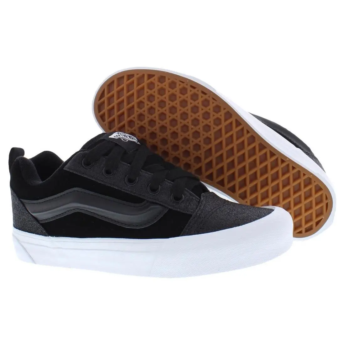 Vans Knu Skool Suede GS Boys Shoes - Dazzled Black, Main: Black
