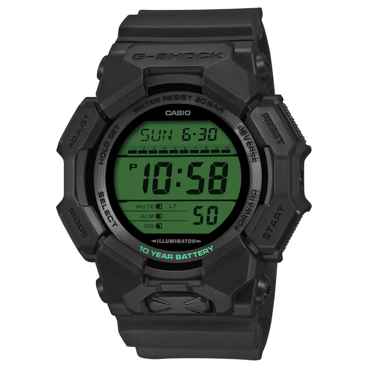G-shock GD010BEG-1 Unisex Black Resin Led Electro Green GD010 Series Watch by Casio