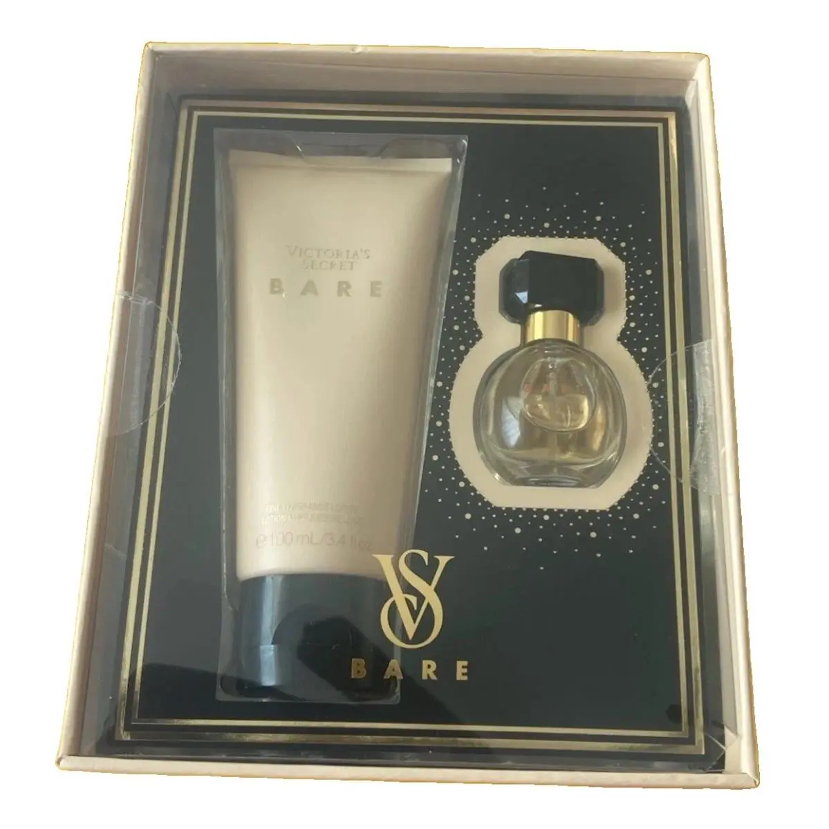 Victoria`s Secret Bare Eau de Parfum .25 Oz Fragrance Lotion 3.4 Oz Set-new