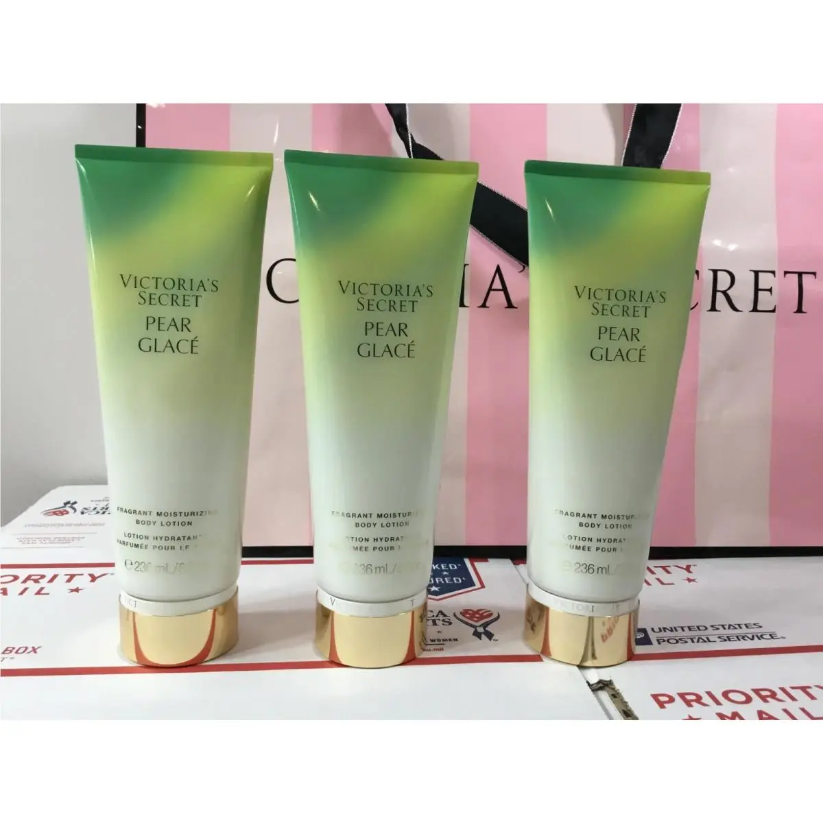3 Victoria`s Secret Pear Glace Moisturizing Body Lotion 8 OZ
