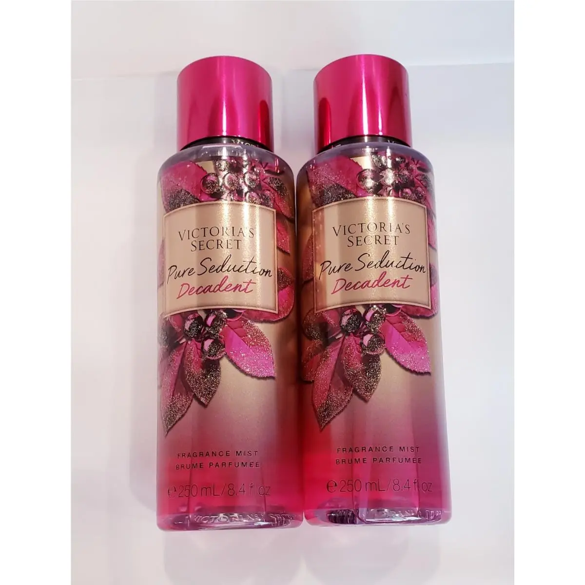 Victoria`s Secret Pure Seduction Decadent Body Mist Set OF 2 . 8.4 OZ Each