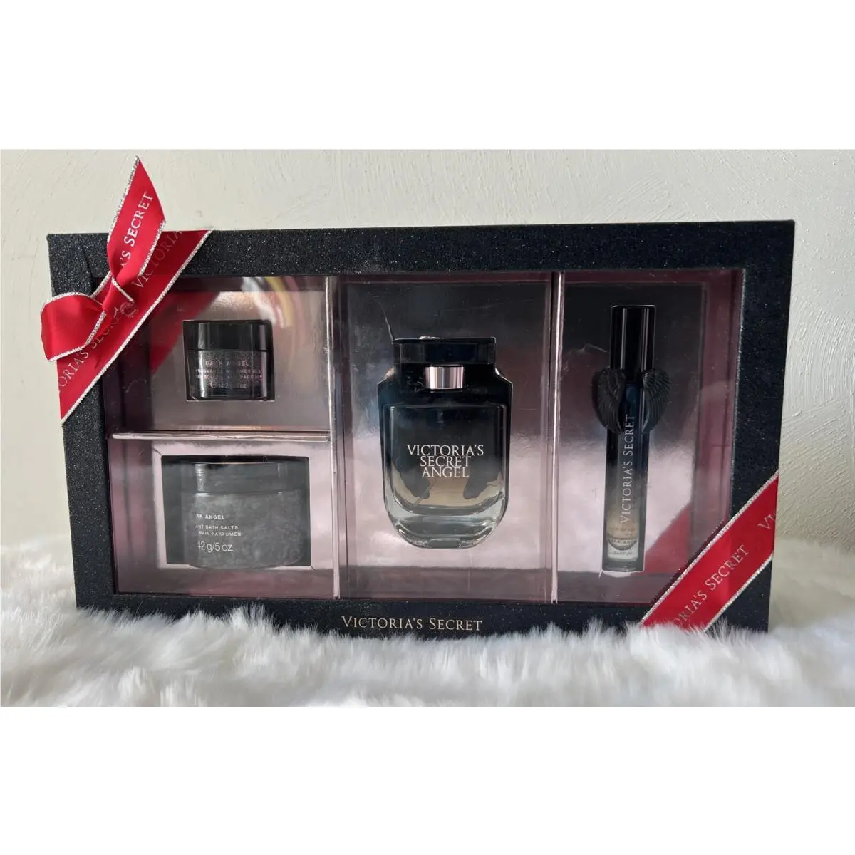 Victoria`s Secret Dark Angel Perfume Rollerball Gel Bath Salts Gift Box Set by Victoria's Secret