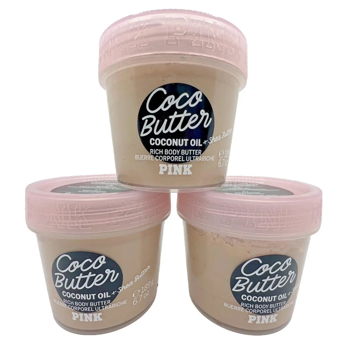 Victoria`s Secret Pink Coco Butter Rich Body Butter 6.7 Oz x3