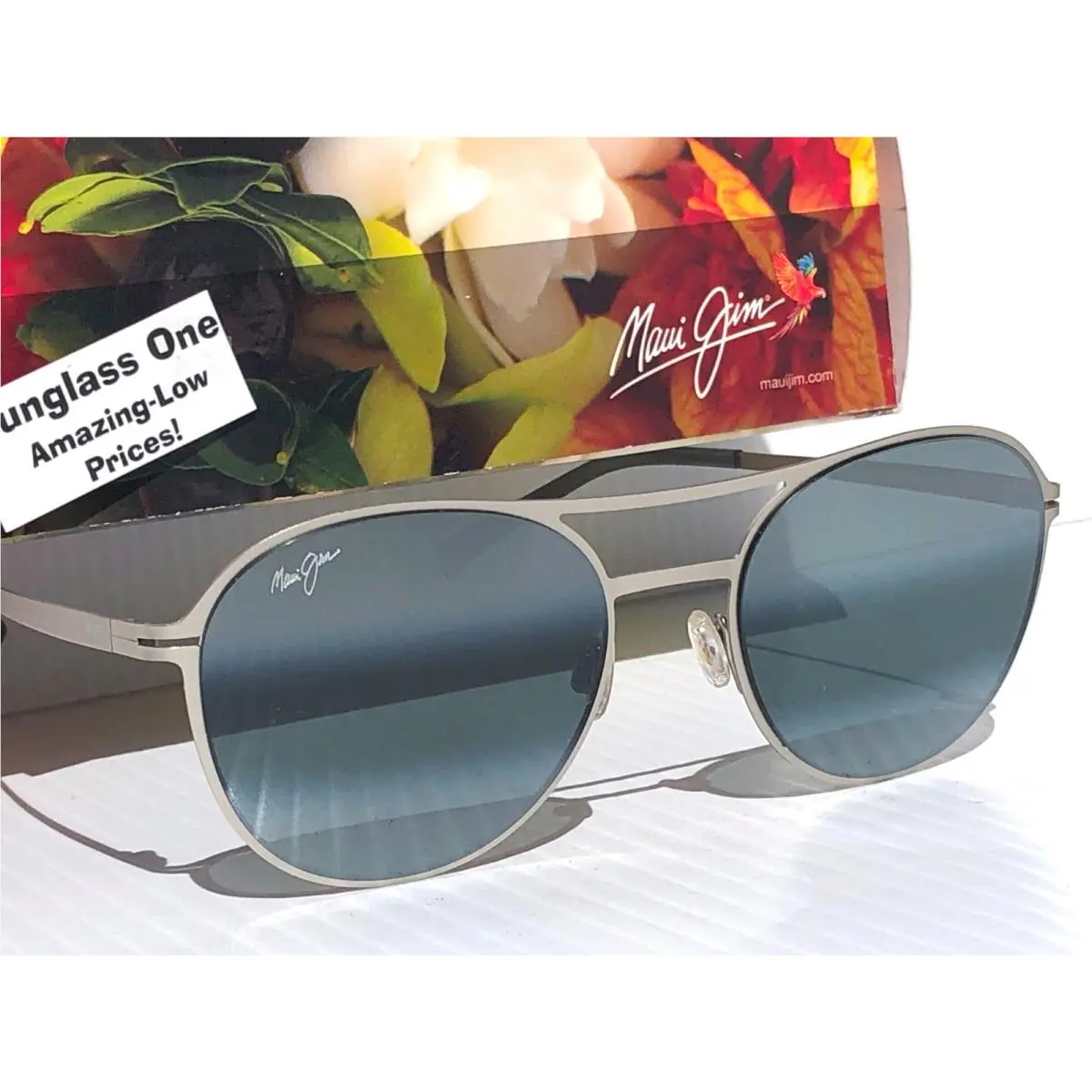 Half Moon Silver Polarized Grey Lens Sunglass 890-17 by Maui Jim