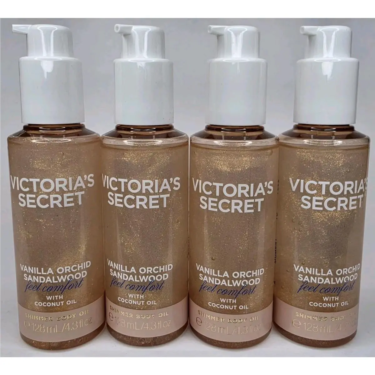 4 Victoria`s Secret Vanilla Orchid Sandalwood Shimmer Body Oil 4.3 fl OZ