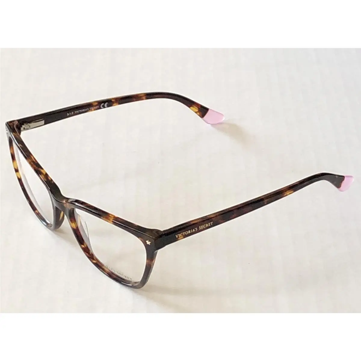 Victoria`s Secret Eyeglasses Havana VS5040 052 Brown Geometric Pink Ear Tips