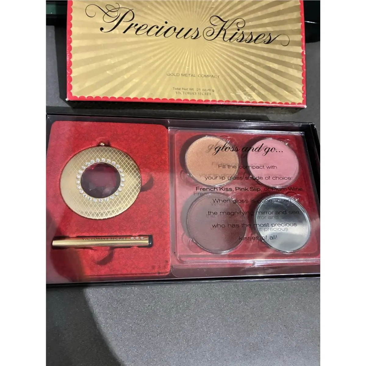 Vintage Victoria’s Secret Precious Kisses Gold Compact Lip Gloss Gift Set by Victoria's Secret