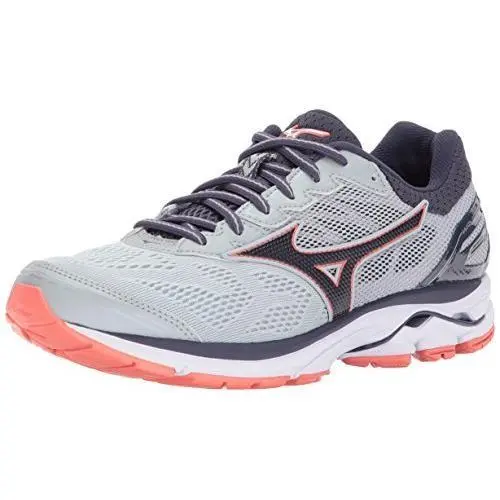 Mizuno Women`s Wave Rider 21 Running Shoe Silver/black/pink - J1GD180303 Silver