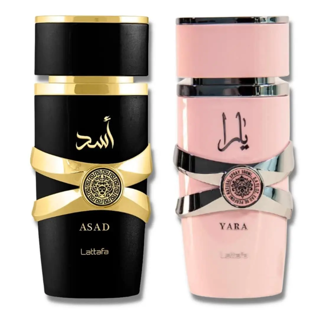 For Unisex 2 Piece Eau de Parfum Gift Set Asad For Men + Yara For Women by Lattafa