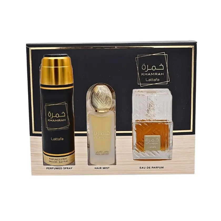 3-Piece Gift Set Khamrah By  100ml 3.4 FL OZ Eau De Parfum Perfumed by Lattafa