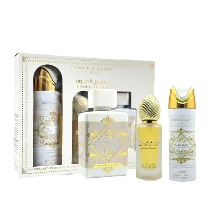 Badee Al Oud Honor Glory Gift Set - Eau de Parfum 3.4 oz Hair Spray by Lattafa
