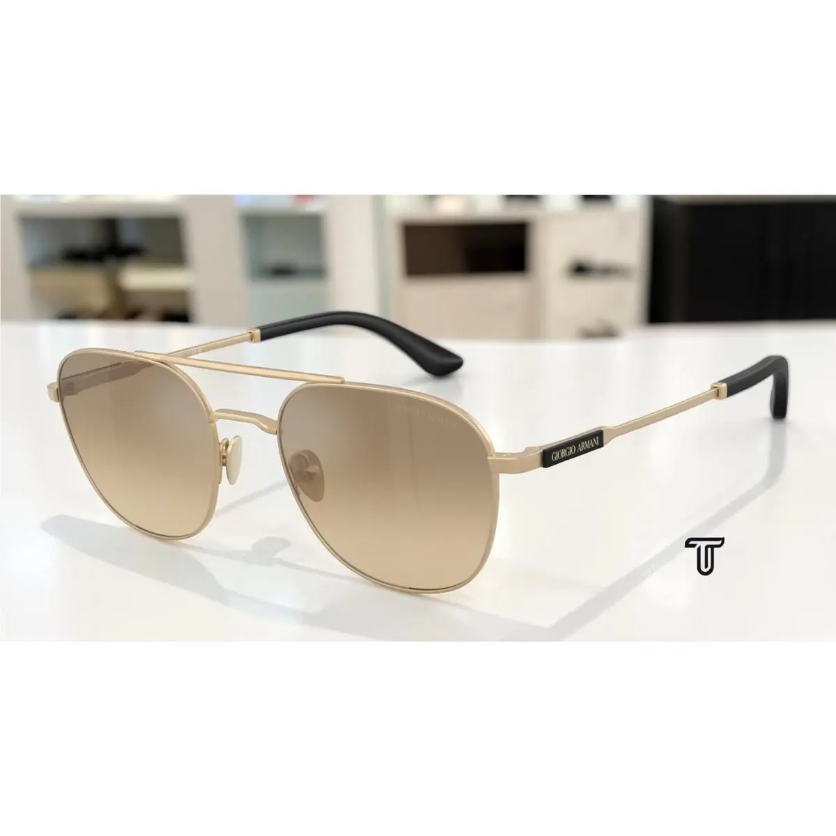 AR6178 30023K Pale Gold Brown Mirror Grey 54 mm Men`s Sunglasses by Giorgio Armani