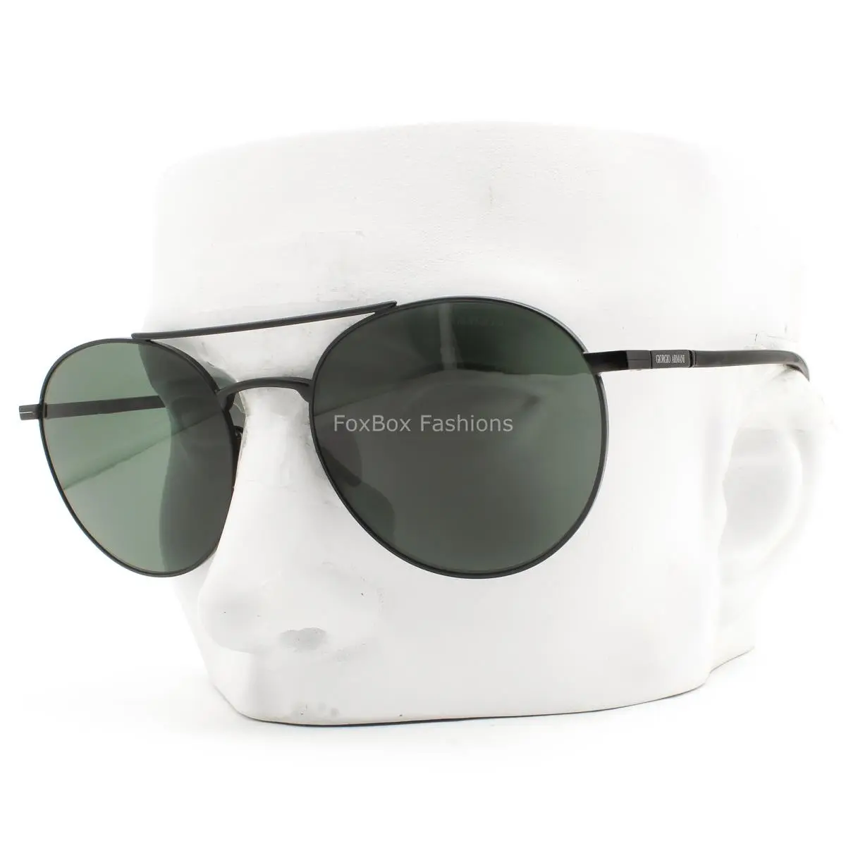 Sunglasses Matte Black Metal Green Lens AR 6156 3001/71 with Case by Giorgio Armani