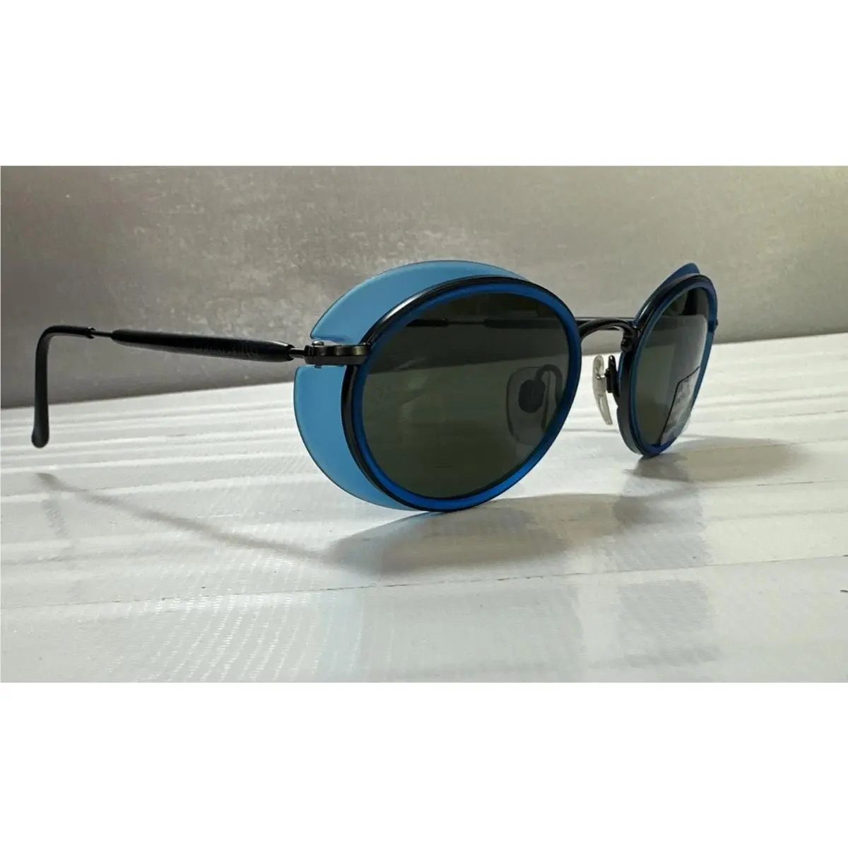 Vintage  666 1066 Steampunk Sunglasses w/ Blue Side Shields by Giorgio Armani