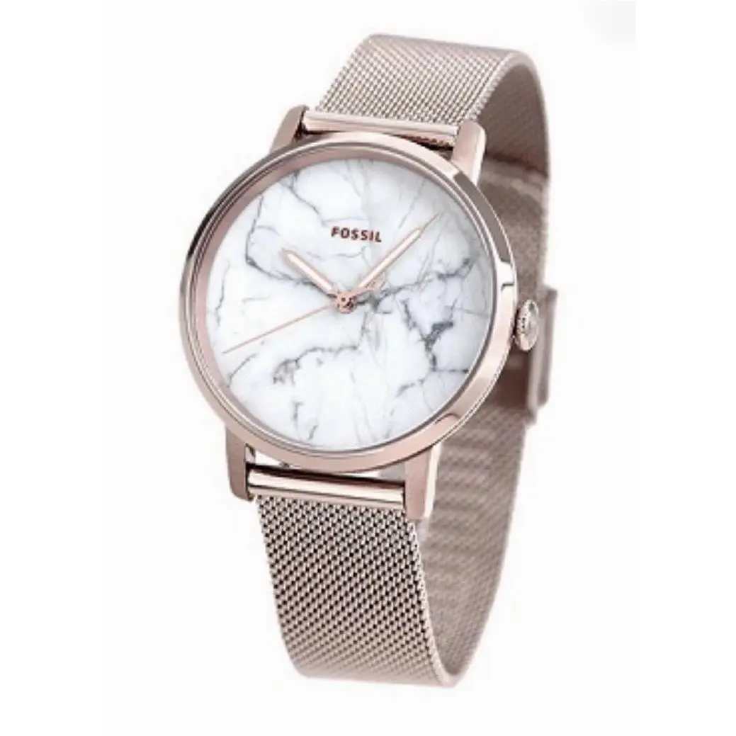 Neely White Marble Dial Rose Gold Stainless Steel Watch Ladies by Fossil