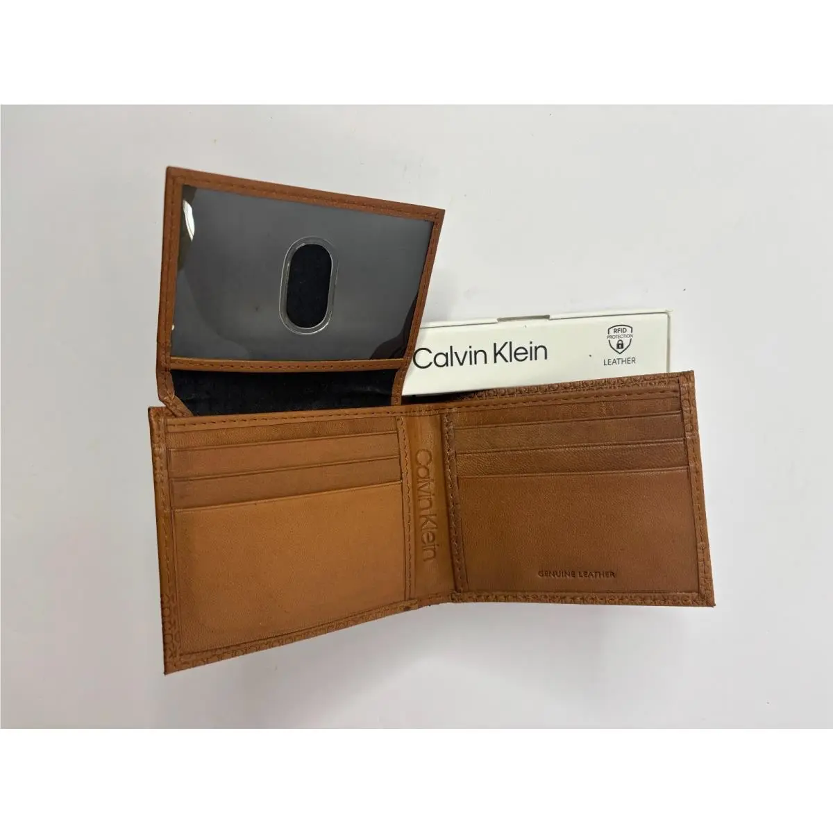 Calvin Klein Brown Leather Tri-fold Wallet