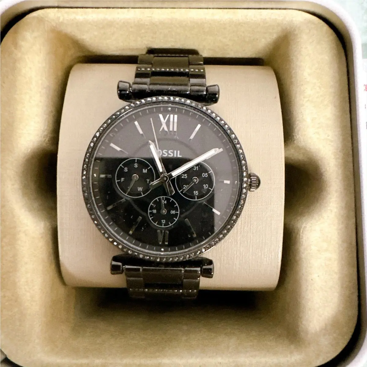 Carlie Multifunction Black Stainless Steel Watch Model ES4543 by Fossil