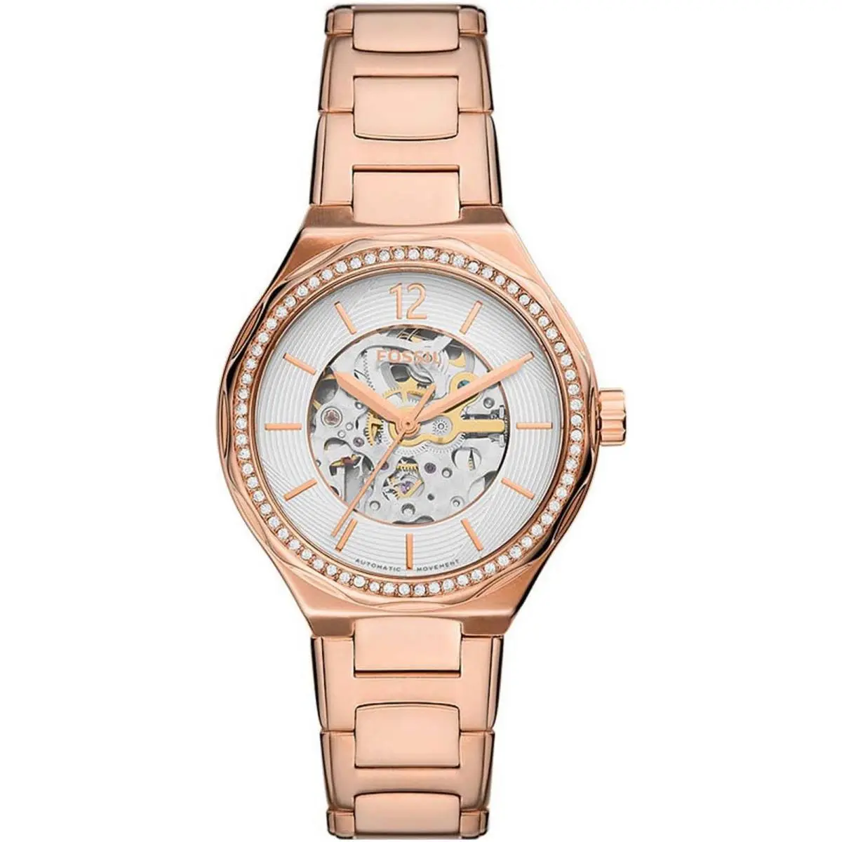 Women`s Watch Eevie Quartz SS Case White Dial Rose Gold Bracelet BQ3781 by Fossil