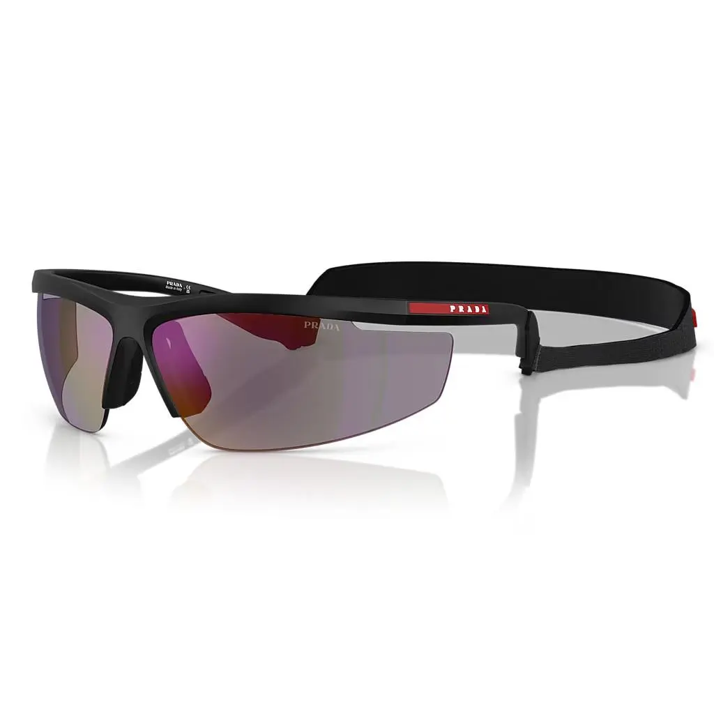 Prada Sunglasses PSA02S 1BO10J Matte Black / Dark Blue Mirror Violet 96mm