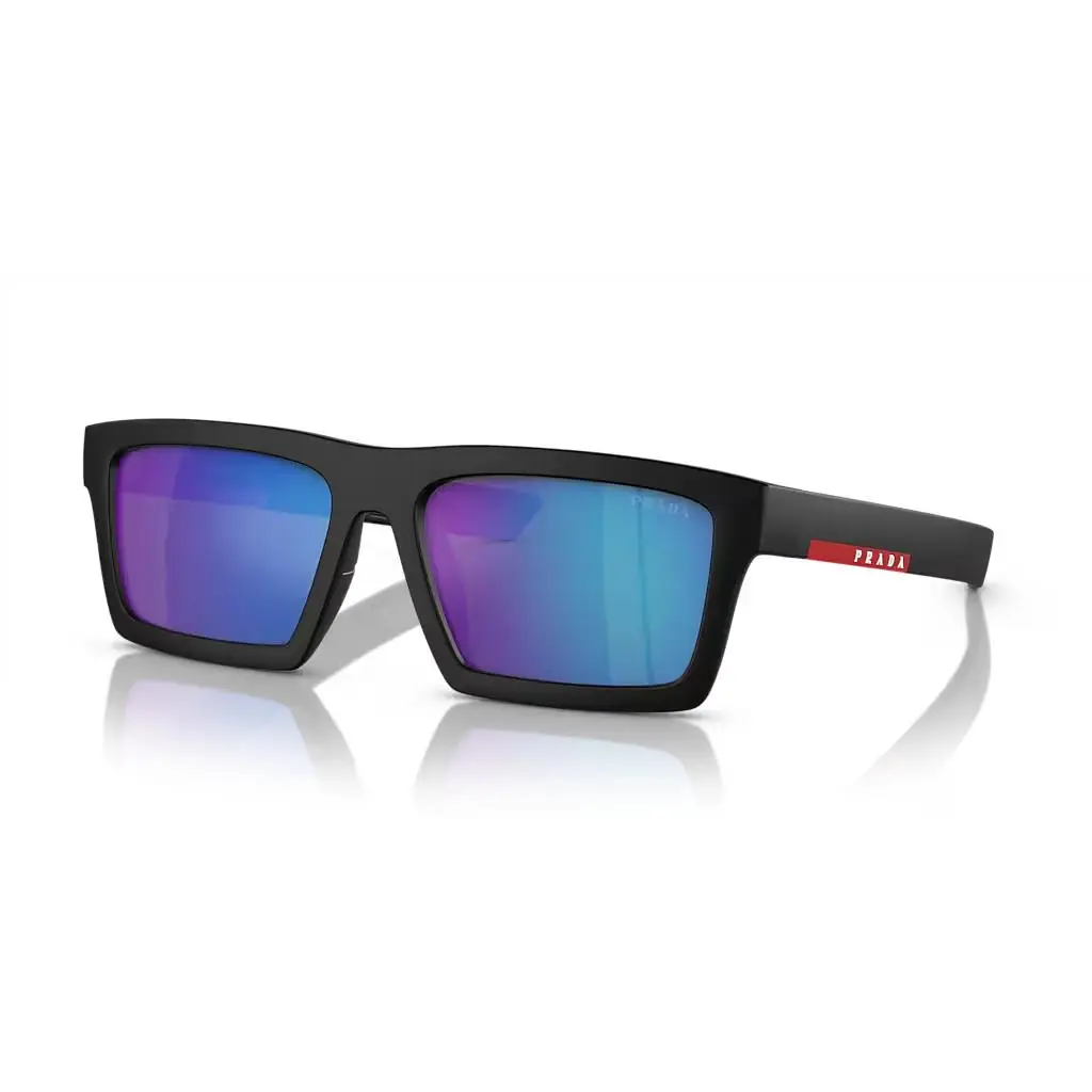 Sunglasses PS02ZSU 1BO08R Black Frame / Blue Mirror Lens 58mm by Prada