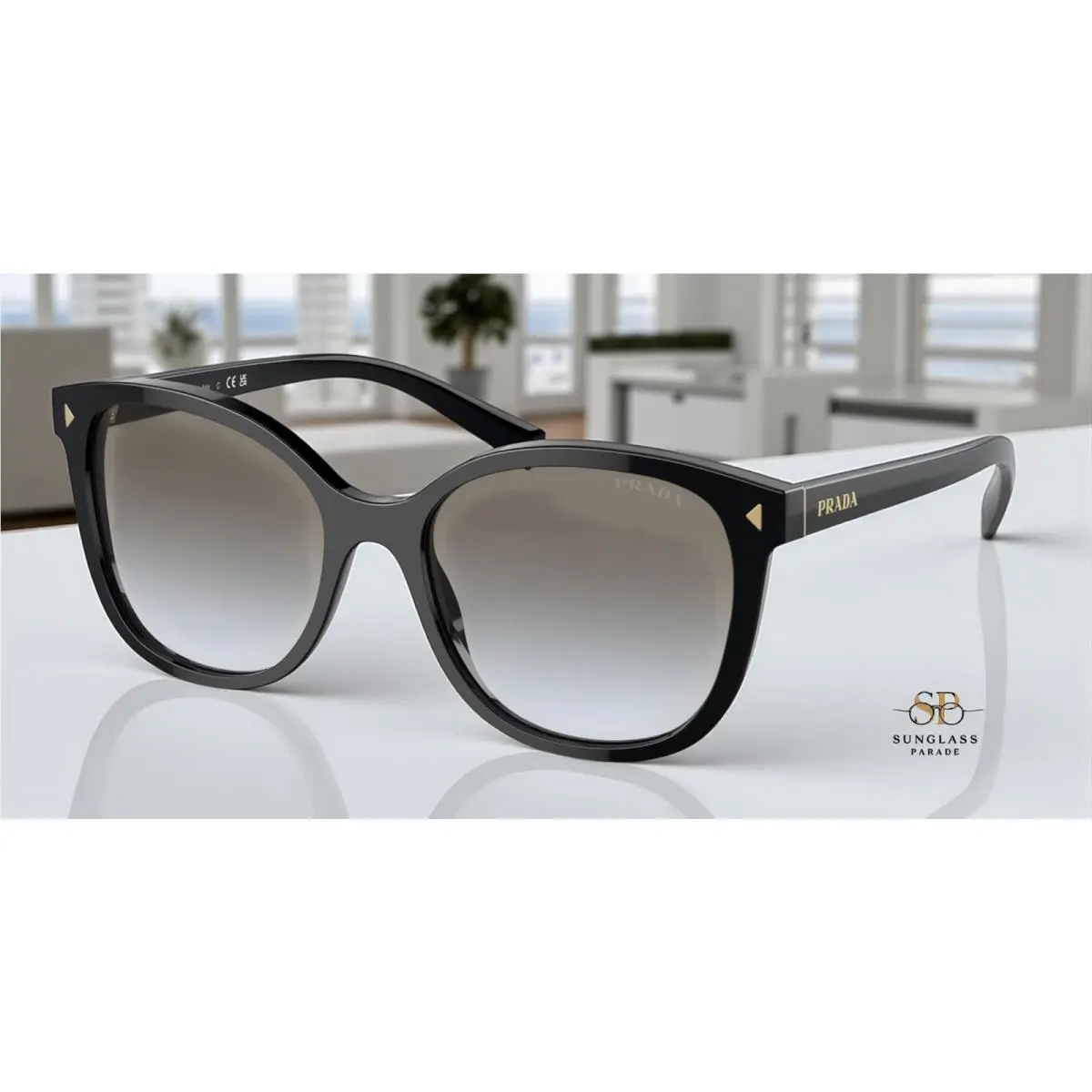 PR 22ZS 1AB0A7 Black Grey Gradient 53 mm Women`s Sunglasses by Prada