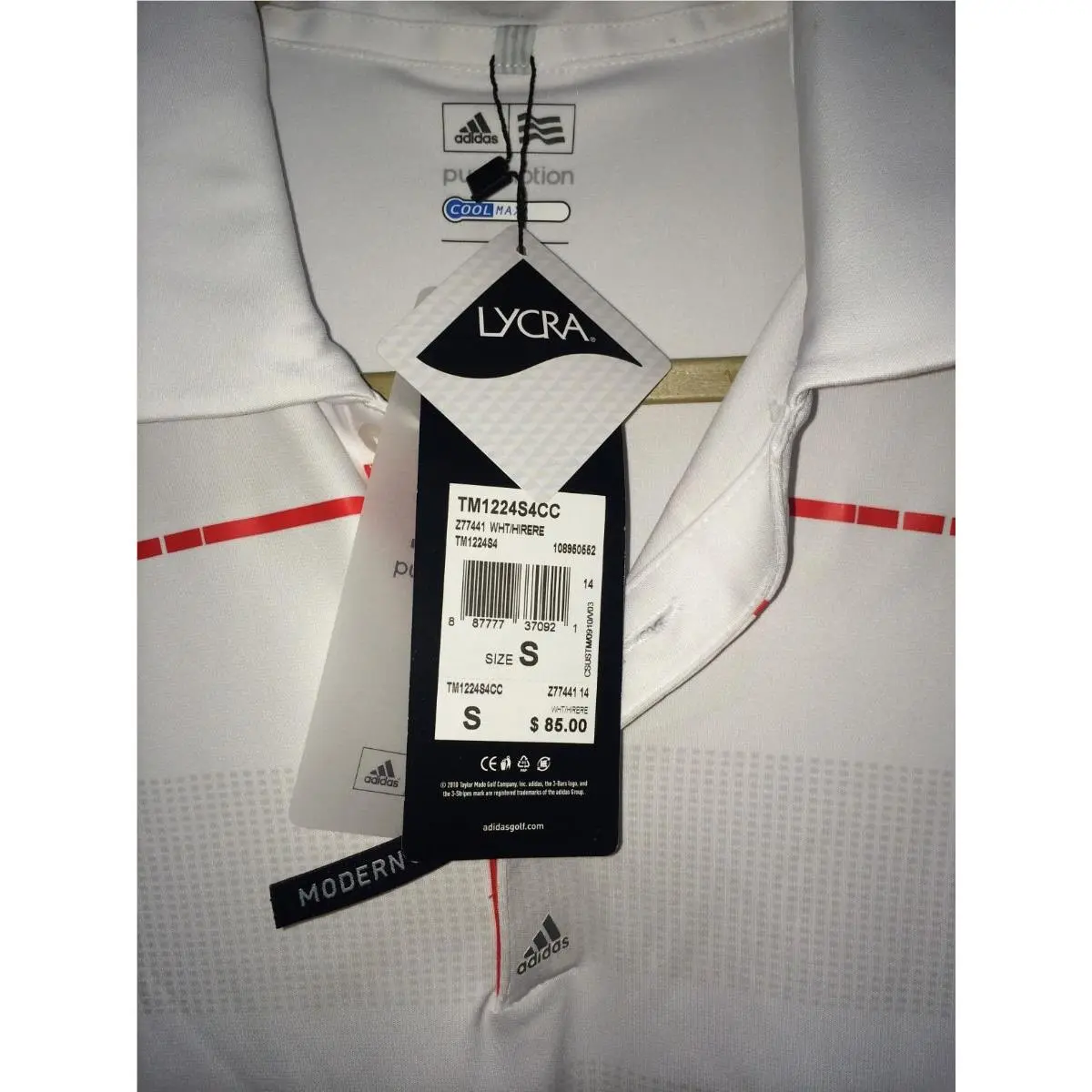 Adidas clothing - ADIDAS GOLF Coolmax Puremotion Tour Digital Polo S - Z77441 - White 9