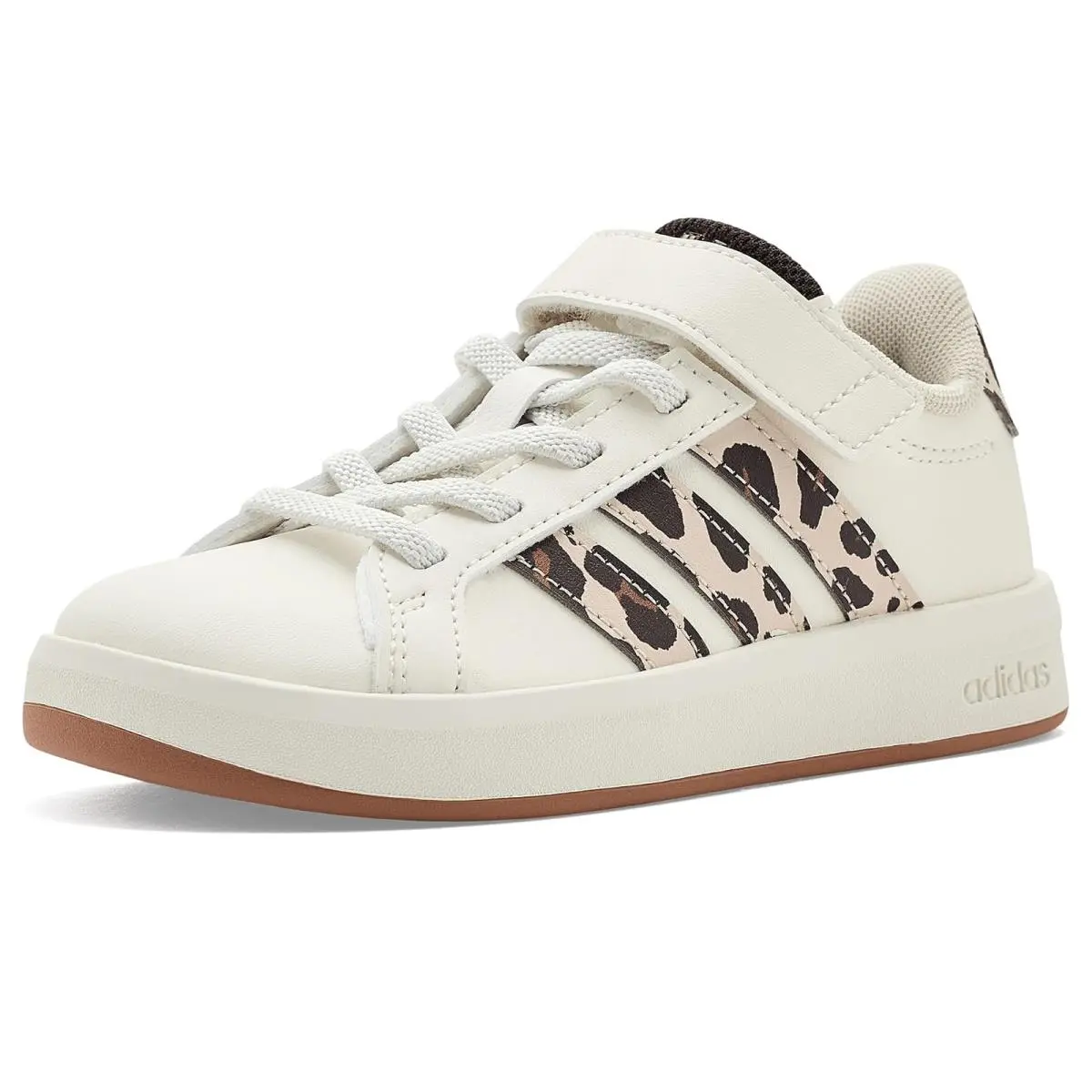 Children Unisex Shoes  Kids Grand Court 3.0 Shoes Little Kid White/Crystal Linen/Aurora Coffee by Adidas